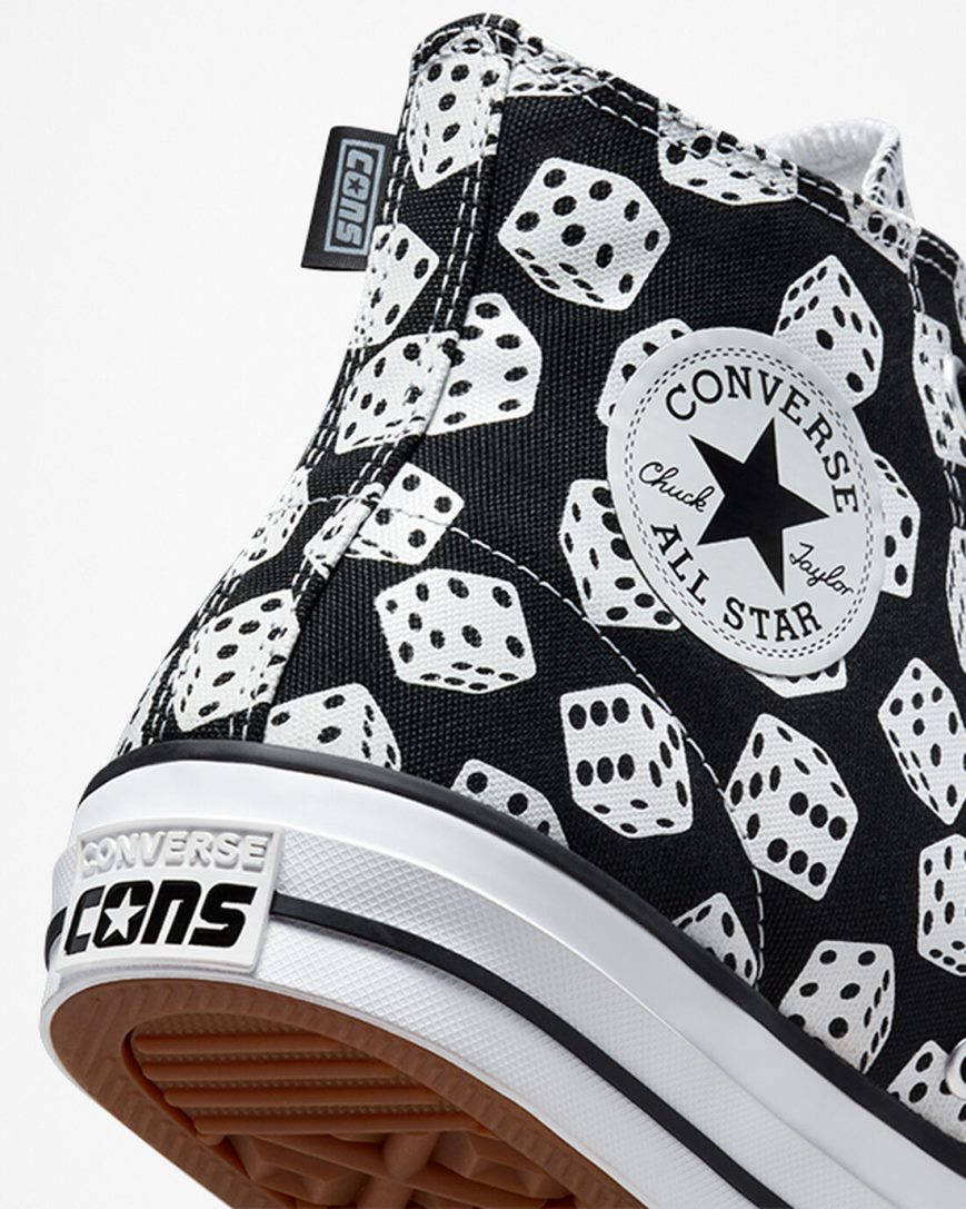 Bascheți Barbati Converse Chuck Taylor All Star Pro Dice Negrii Albi | RO YXIOJ728